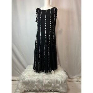 Forever Black White Vertical Stripe Sleeveless Maxi‎ Dress - XL